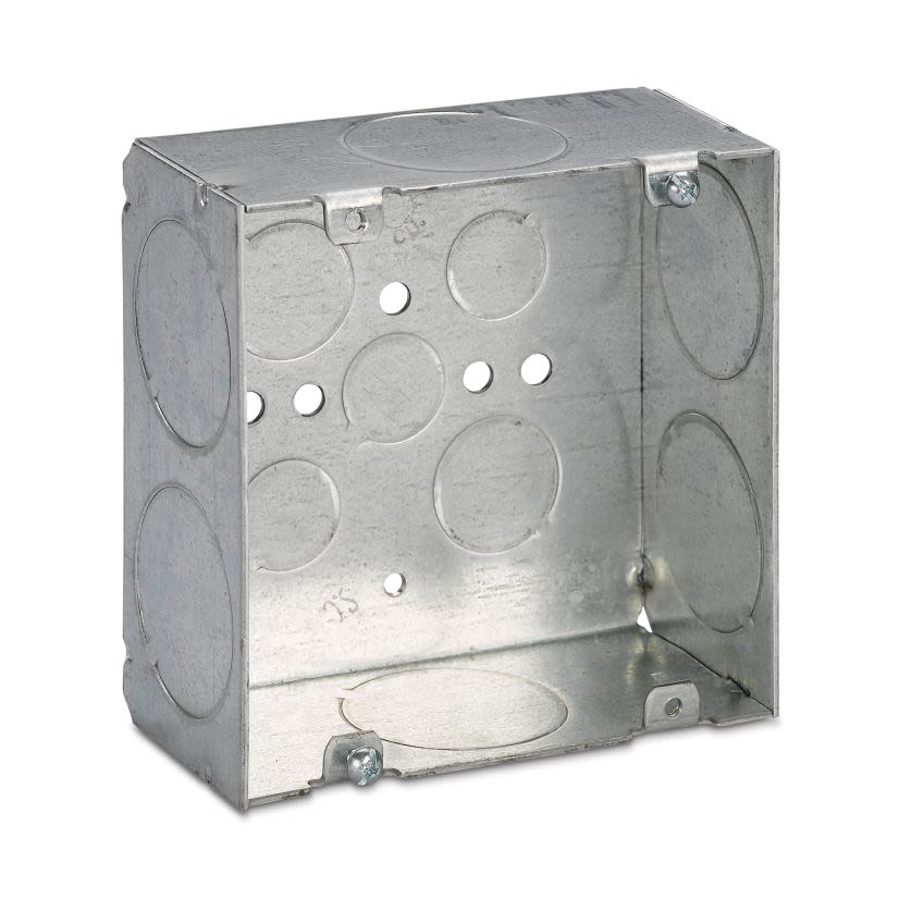 Steel City 72171-1-1/4 Outlet Box, Steel, 42 cu-in Capacity, (1) Outlets, (11) Knockouts, 4-11/16 in H x 4-11/16 in W x 2-1/8 in D